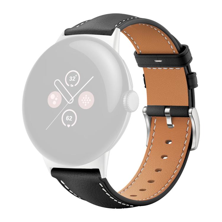 Google Pixel Watch 3 / 4 / 5 41mm nahkaranneke musta