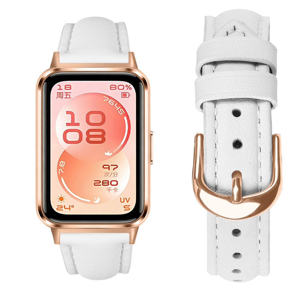 Huawei Band 11 / 11 Pro valkoinen nahkaranneke