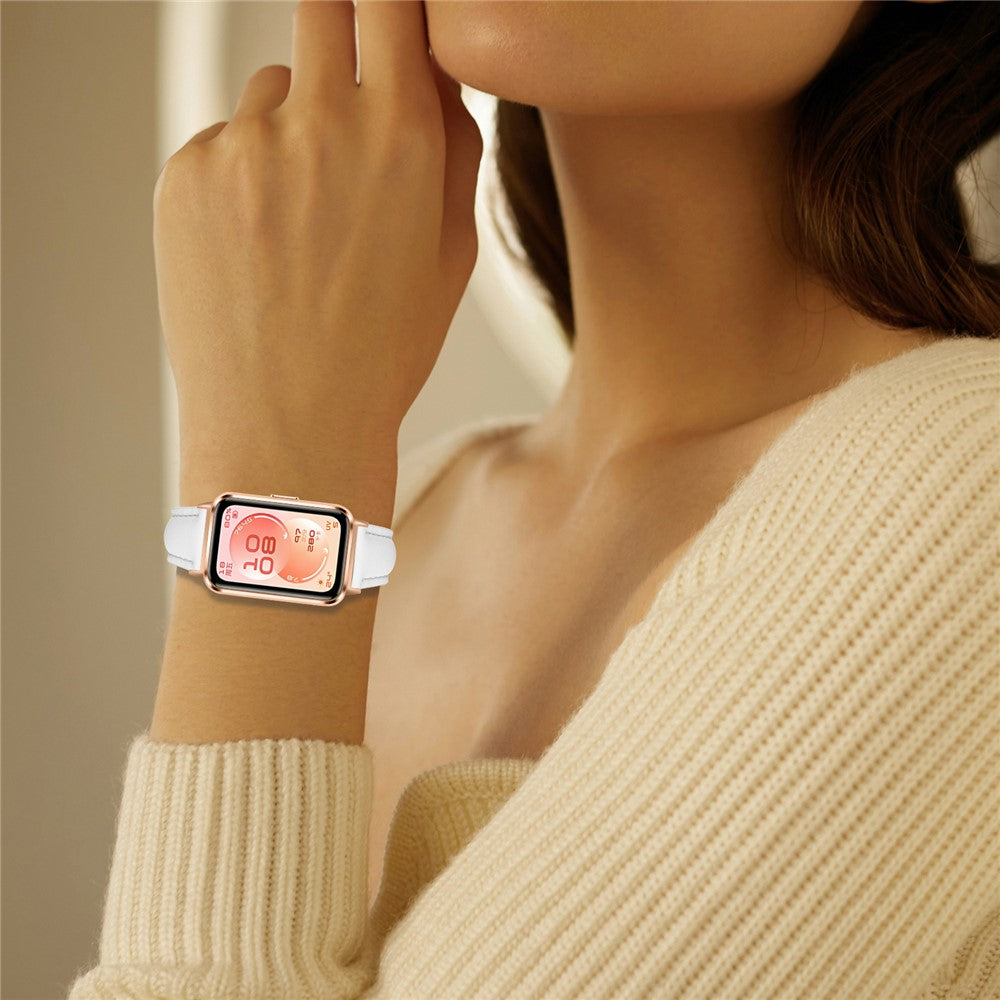 Huawei Band 11 / 11 Pro valkoinen nahkaranneke