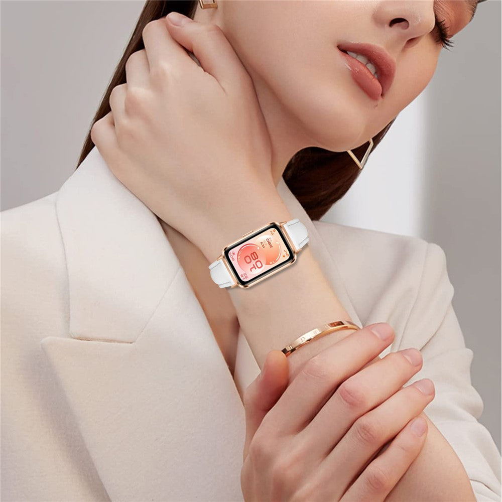 Huawei Band 11 / 11 Pro valkoinen nahkaranneke
