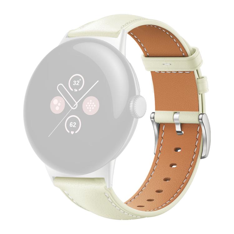 Google Pixel Watch 3 / 4 / 5 41mm nahkaranneke valkoinen