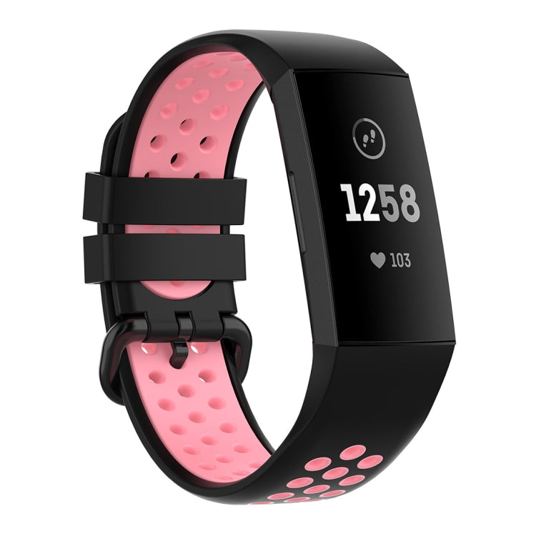 Fitbit Charge 3 ja 4 ranneke musta/vaaleanpunainen