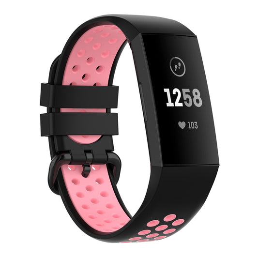 Fitbit Charge 3 ja 4 ranneke musta/vaaleanpunainen