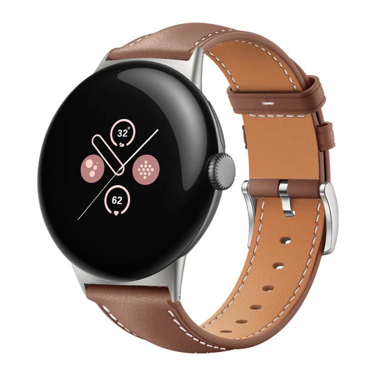 Ruskea nahkaranneke Google Pixel Watch 3 / 4 / 5 45mm kelloihin