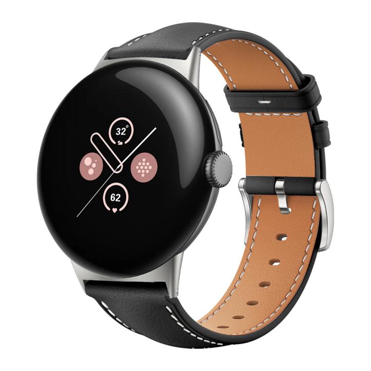 Musta nahkaranneke Google Pixel Watch 3 / 4 / 5 kelloihin