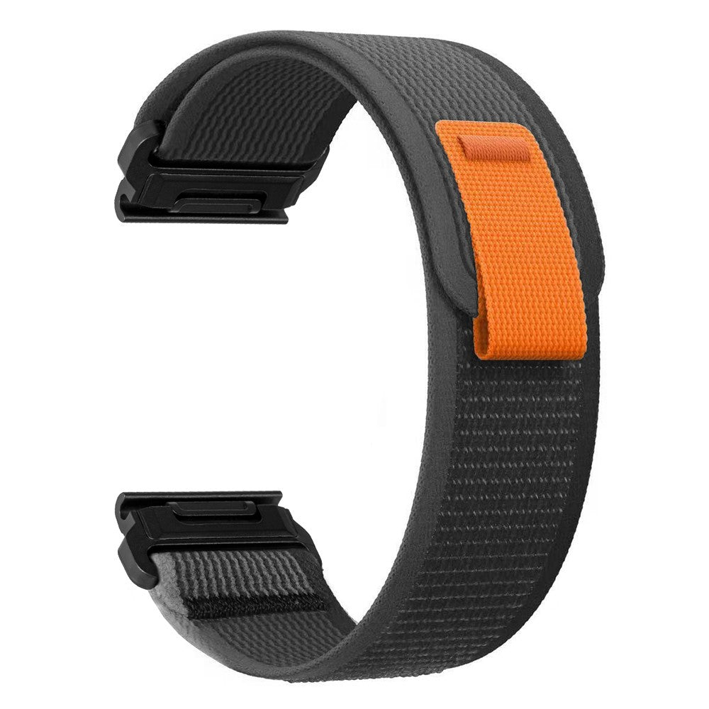 Musta / harmaa / oranssi nailonranneke Garmin 22mm quickfit urheilukelloihin